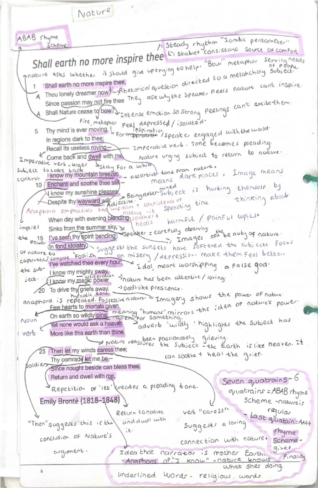 Nature
Sensory language: reflects the
harmony of nature.
Lines Written in Early Spring
Elongated vowel sounds
create a sense of peace and
ha