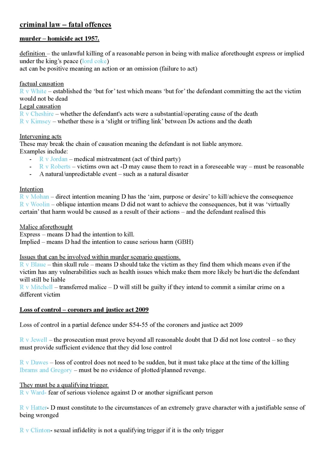 criminal law summary notes