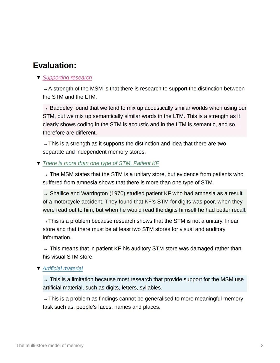 The multi-store model of memory
The Multi Store Model of Memory, proposed by Atkinson and Shiffrin in 1968, suggests
that information is rec