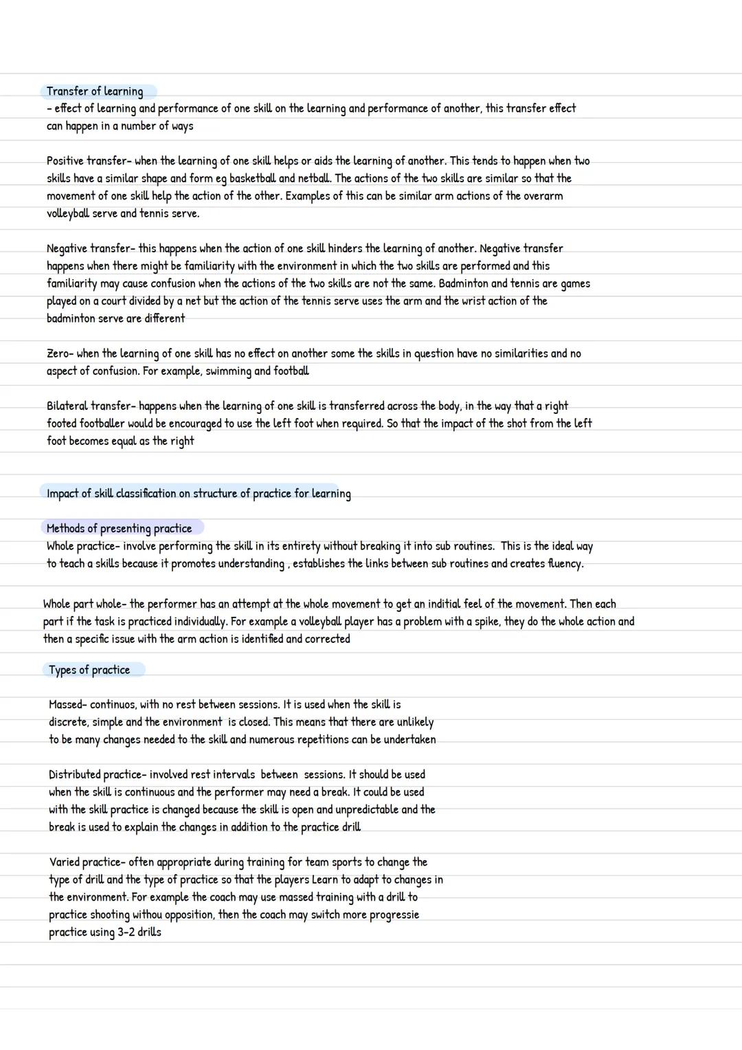 Skill acquisition
What?
Skill acquisition focuses on how skill is acquired and the impact of psychological
factors on performance
Continuum
