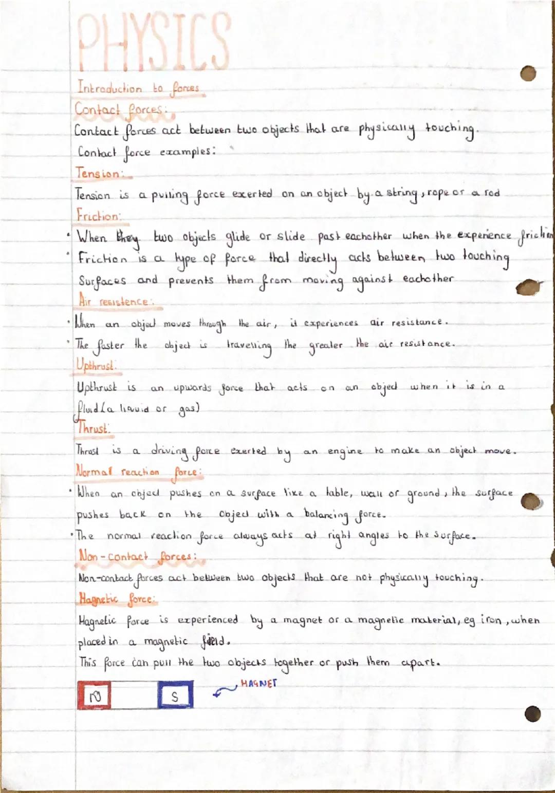 PHYSICS
Introduction to forces
Key points:
•A force
is a push or a pull that acts on an
Forces are
always
object.
measured in newtons (N).
f