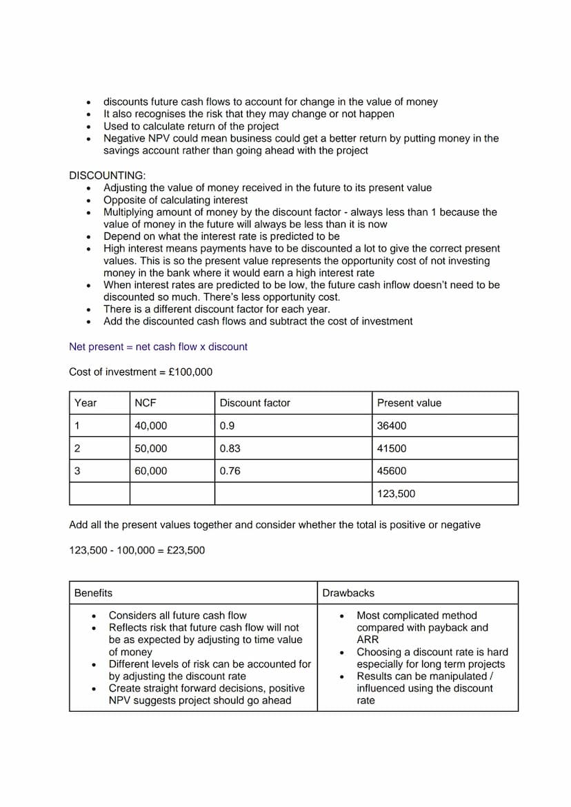 Assessing investments
2 main questions:
1. How long will it take to get back the money they spent?
2. How much profit will they get out of t