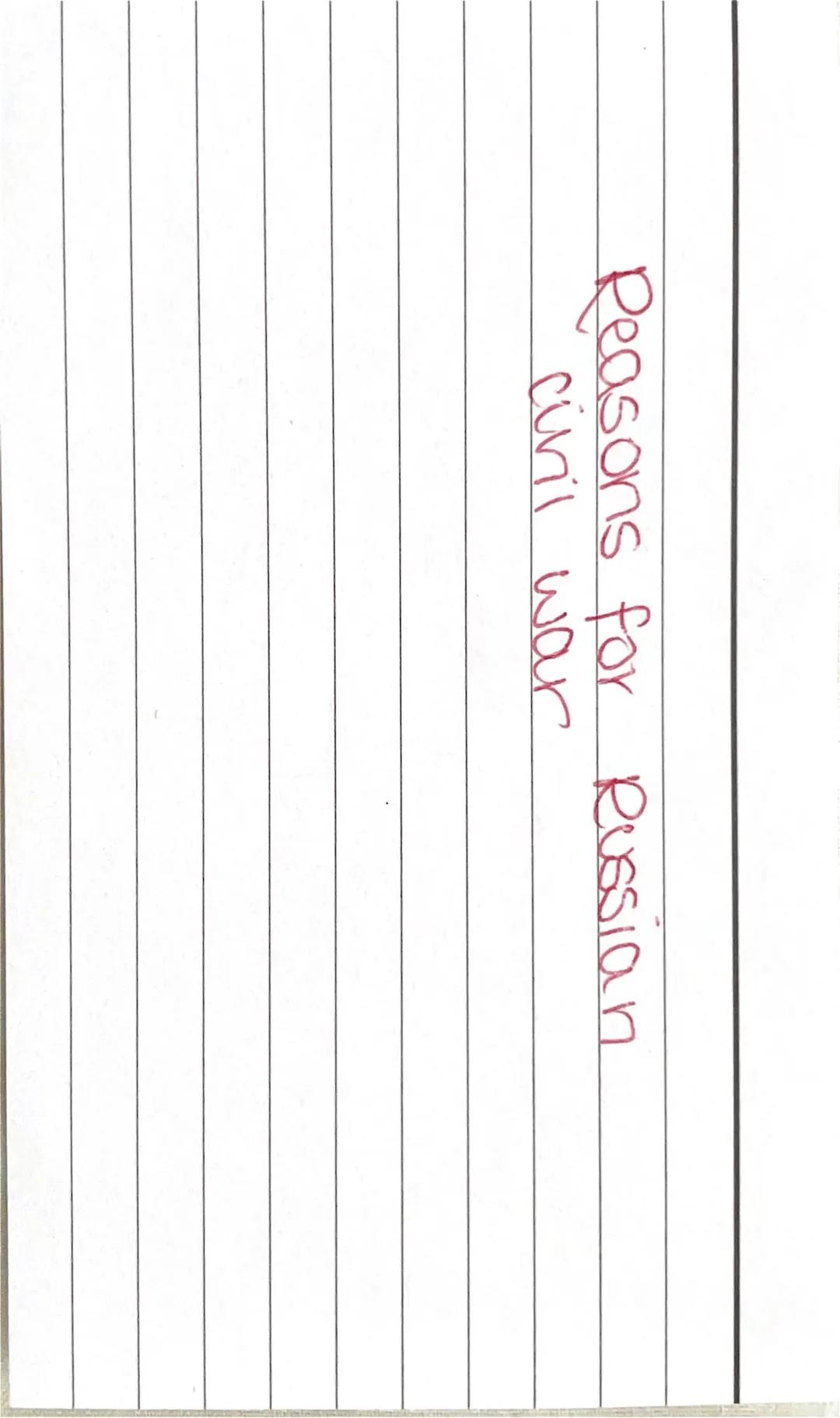 Reasons Reds
won 1. Geographical Advantage
2. Well supplied amy (war communism)
3-Red terror
4. Whiles disorganised
5. Trotsky + Army
6. Fig