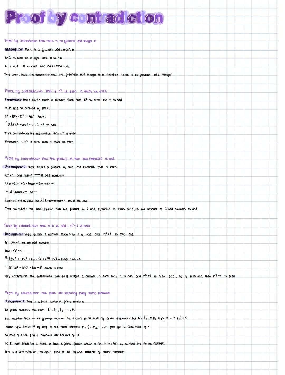 Proof by contradiction
Prove by contradiction that there is no greatest odd mieger n
Assumption: there is a greatest odd integer, n
11+2 is 