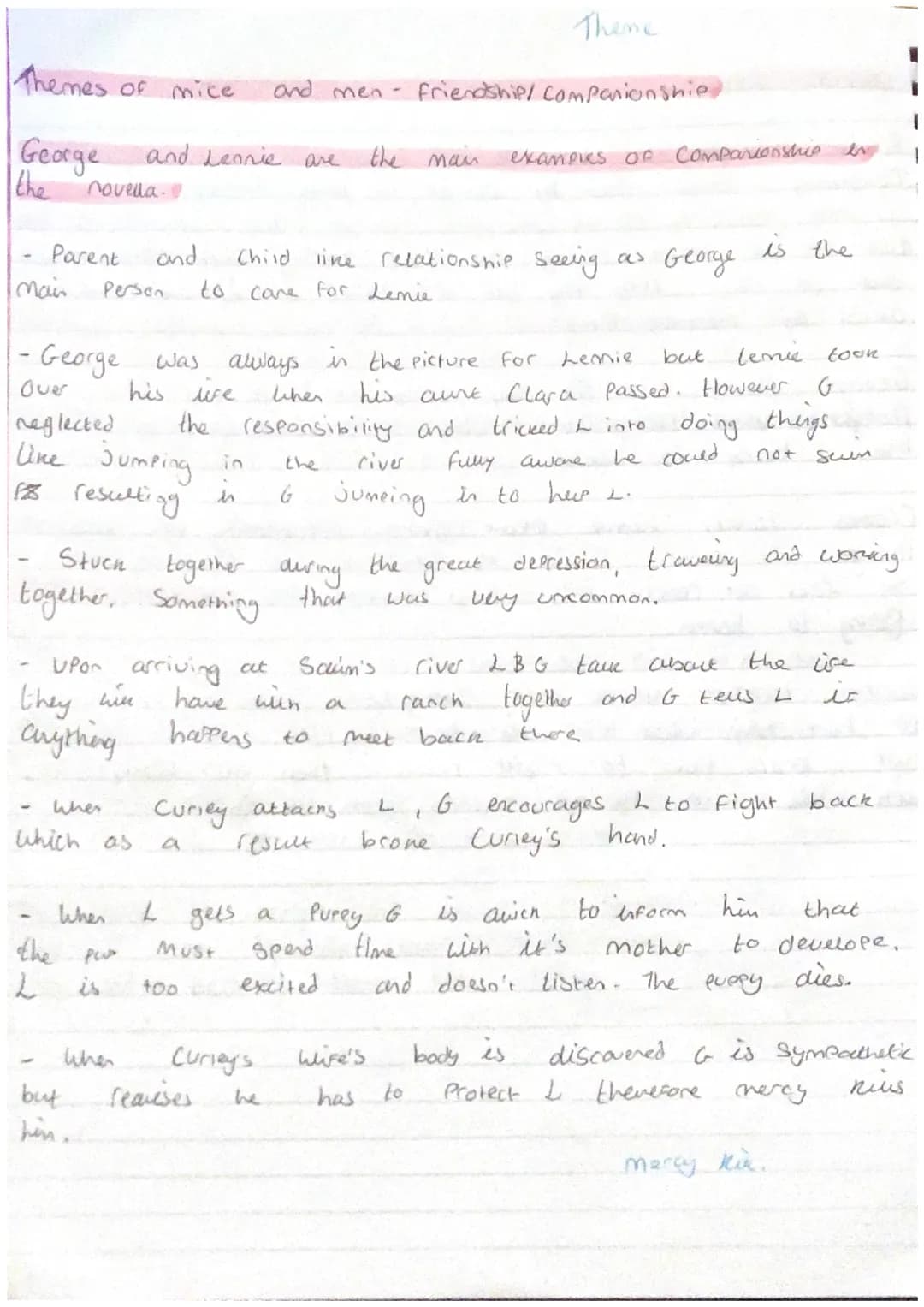 Themes of mice
George
the
Parent
Main
novella.
neglected
Like Jumping
F resulting
Person
they wie
anything
when
and Lennie are
and
which as
