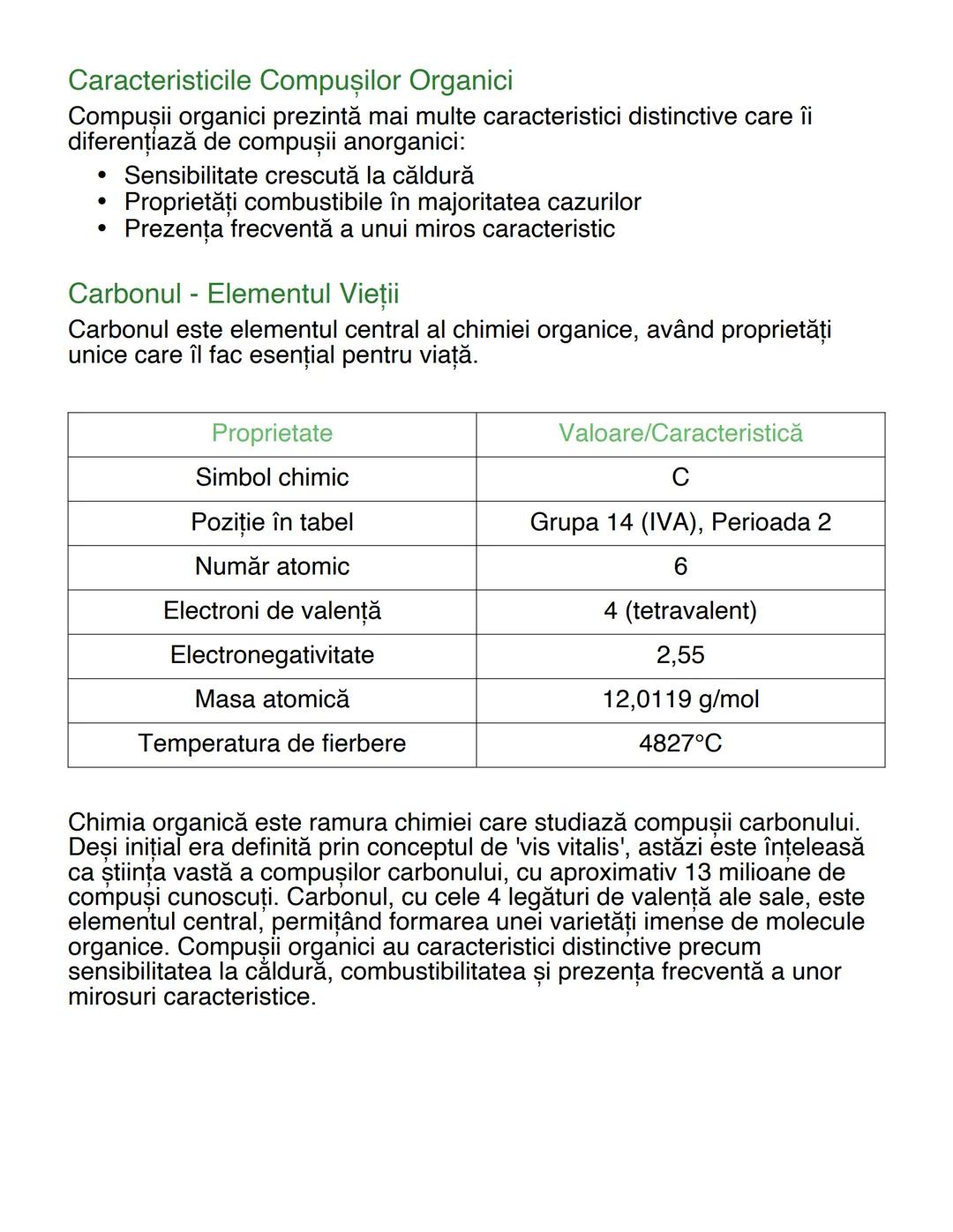 # Chimie Organică - Introducere și
# Caracteristici Fundamentale

## Definiția Istorică a Chimiei Organice

În trecut, chimia organică era d