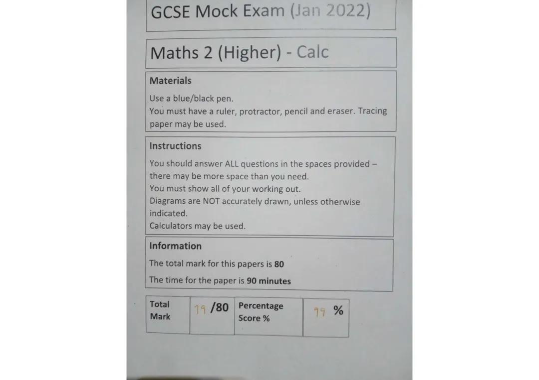 Free GCSE Higher Tier Maths Practice Exam PDF & Past Papers