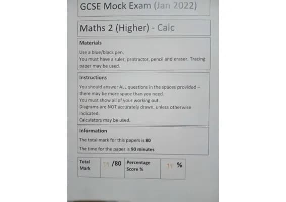 Know GCSE Maths - Practice Higher Tier Calculator Paper (Answered + Marked) thumbnail