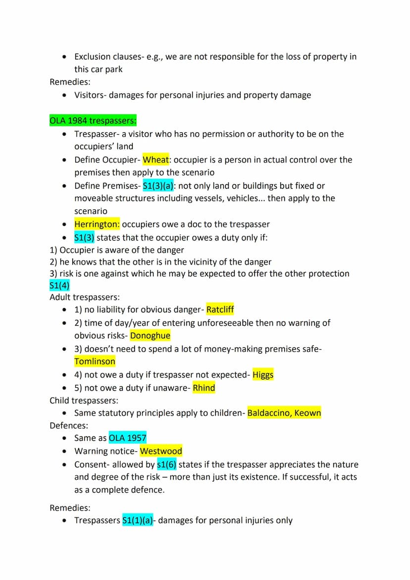Occupiers' liability-
OLA 1957 lawful visitors:
• Firstly, state the issue and define OLA 1957- When the occupier of the
premises owes a dut