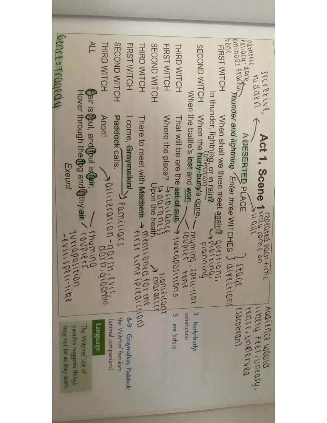 Macbeth annotation Act 1 Scene 1