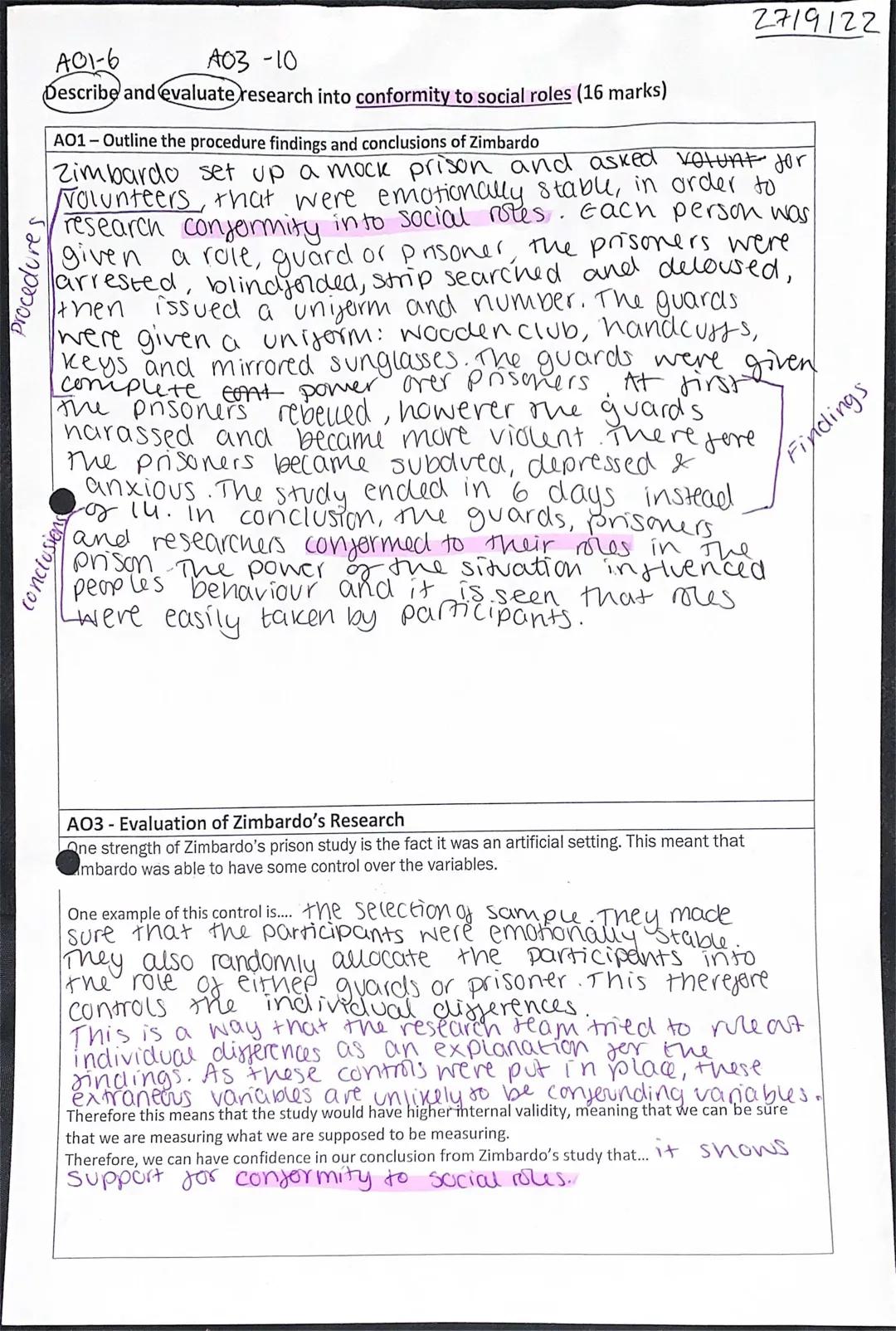 Evaluation of research into conformity to social roles