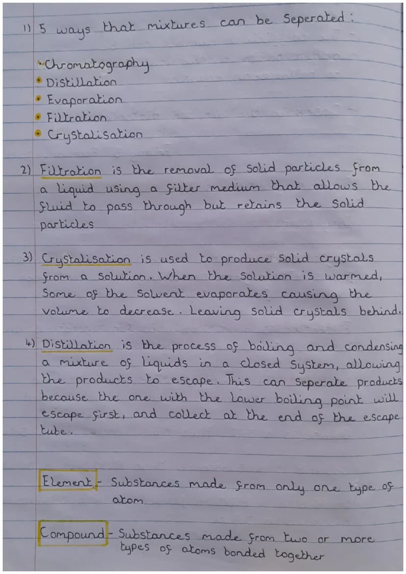 Seperating mixtures
Key words.
Crystallisation is the process in which a Solid
Forms either from Something that has been
melted or from a so