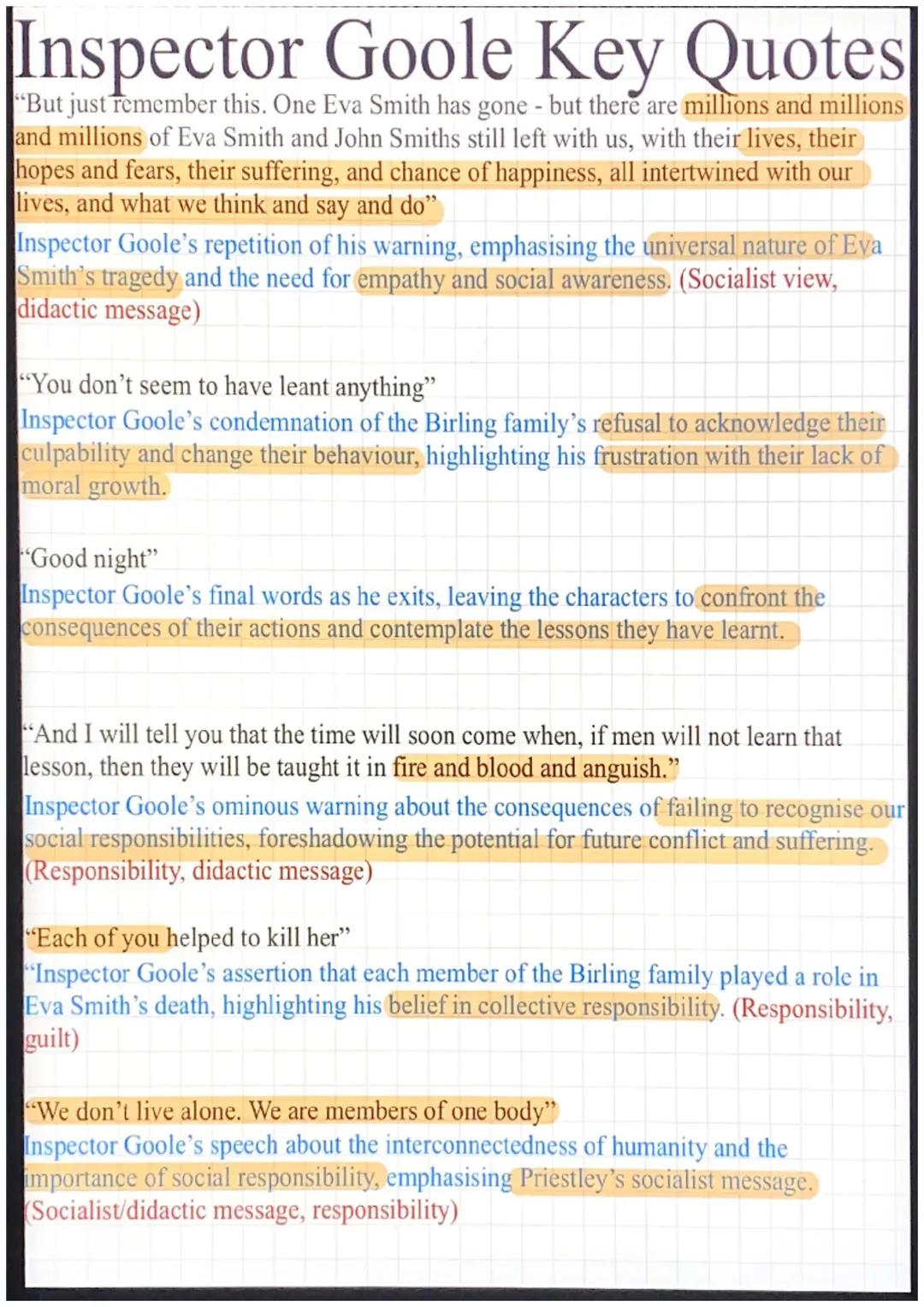 Inspector Goole Key Quotes