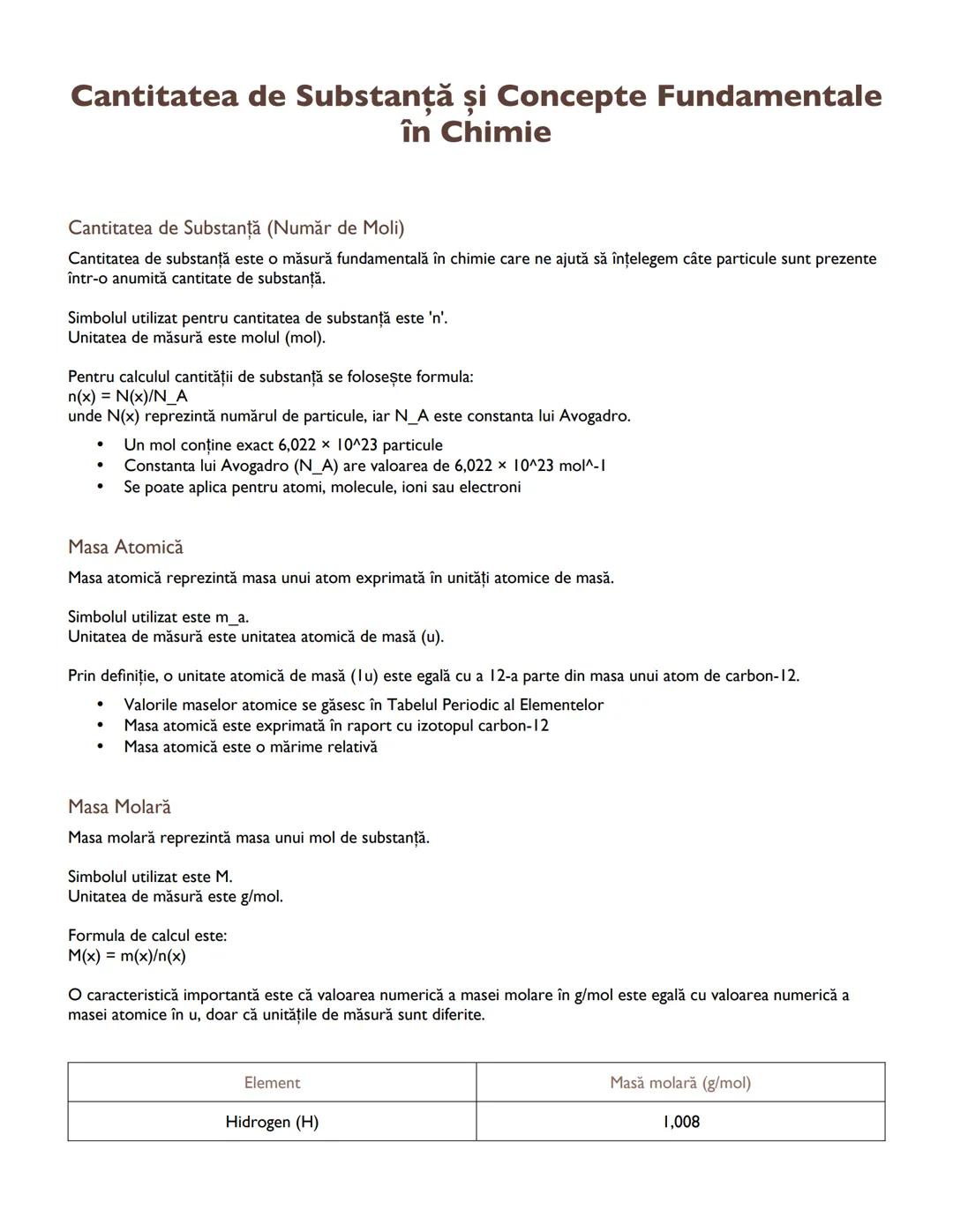 # Cantitatea de Substanță și Concepte Fundamentale
în Chimie

Cantitatea de Substanță (Număr de Moli)

Cantitatea de substanță este o măsură