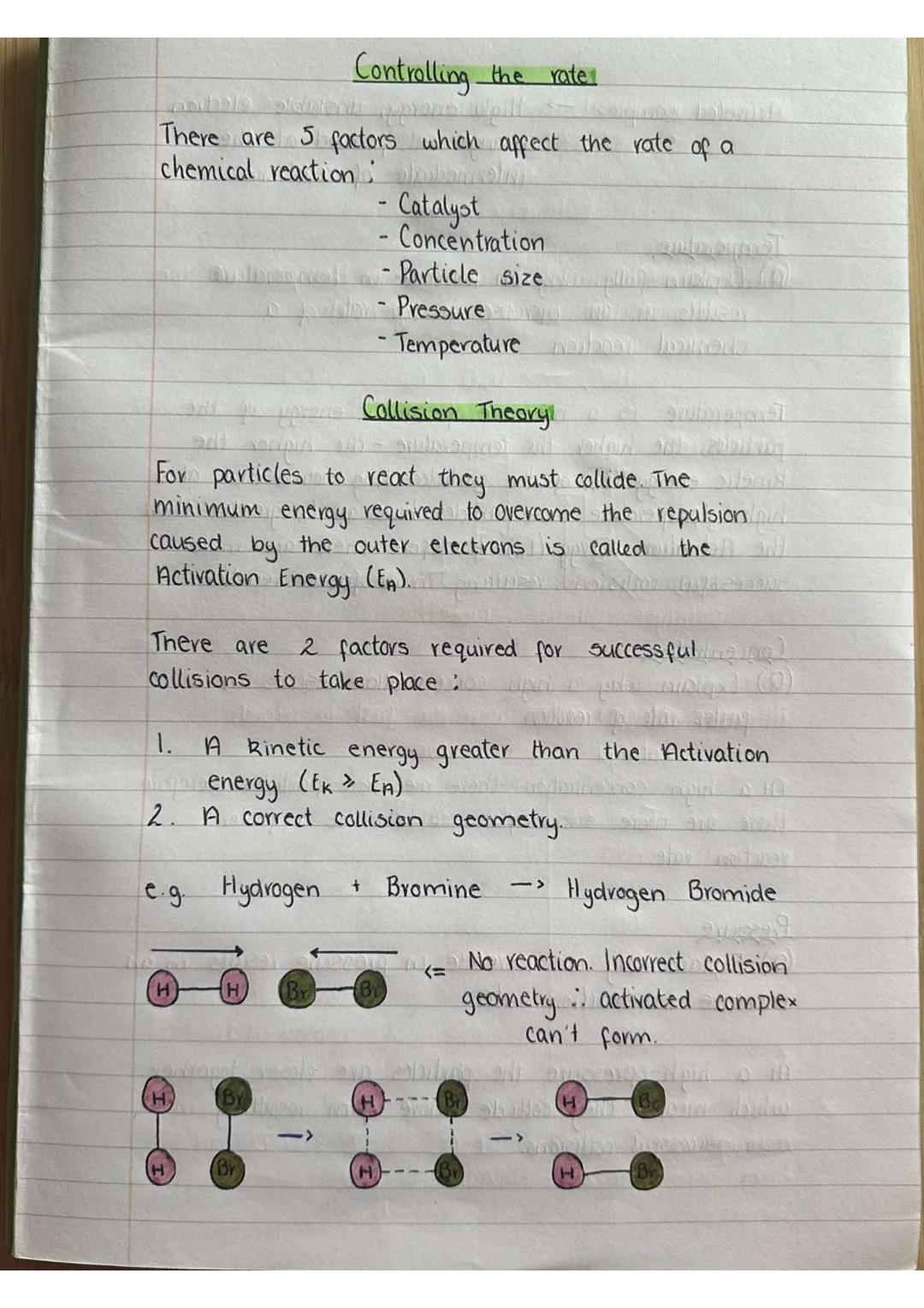 Controlling the rate
tpone Weill
There are 5 factors which affect the rate of a
chemical reaction
-Catalyst
Concentration
-Particle size
Pre