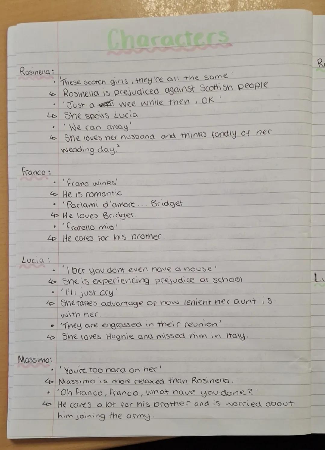 --- OCR Start ---
nat
Prejdice:
War:
Love:
Family:
Nationality:
Themes
I bet you dont even nave a house'
• Come out and fight you bastarding