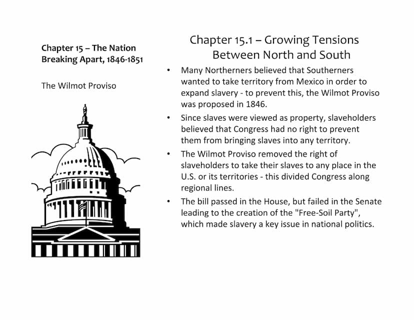 Chapter 15 - The Nation
Breaking Apart, 1846-1851
North and South Take
Different Paths
●
Chapter 15.1- Growing Tensions
Between North and So