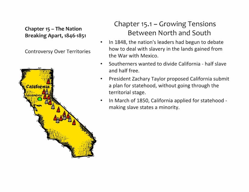 Chapter 15 - The Nation
Breaking Apart, 1846-1851
North and South Take
Different Paths
●
Chapter 15.1- Growing Tensions
Between North and So