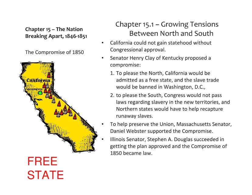 Chapter 15 - The Nation
Breaking Apart, 1846-1851
North and South Take
Different Paths
●
Chapter 15.1- Growing Tensions
Between North and So