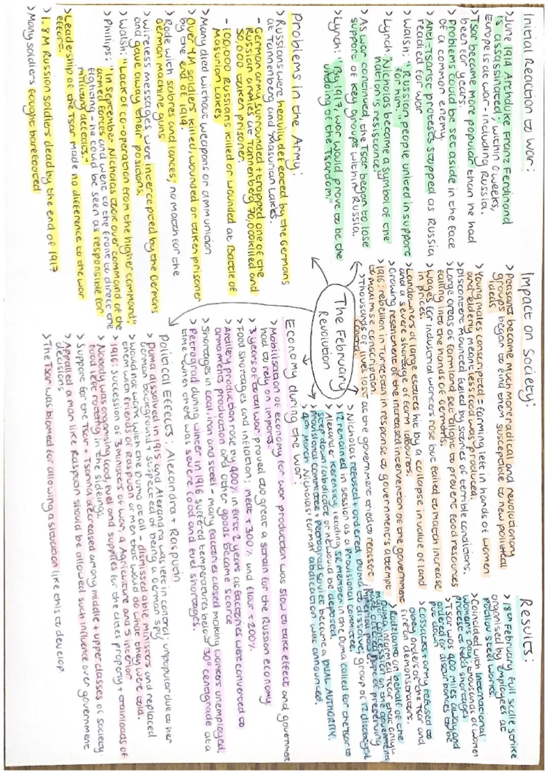 Initial Reaction to war:
>June 1914 Archduke Franz Ferdinand
is assassinated; within o weeks,
Europe is at war-including Russia.
>Tsar becam