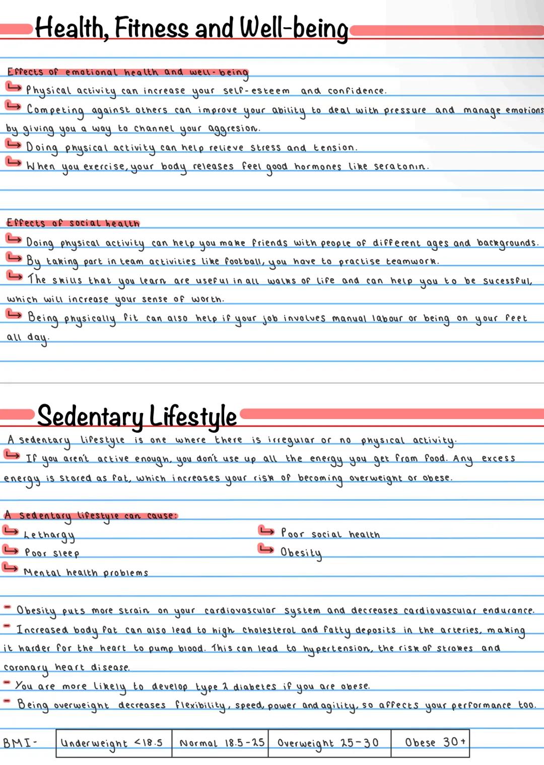 # Health, Fitness and Well-being

Health - A state of complete mental, physical and social well-being and not just the absence of
disease or