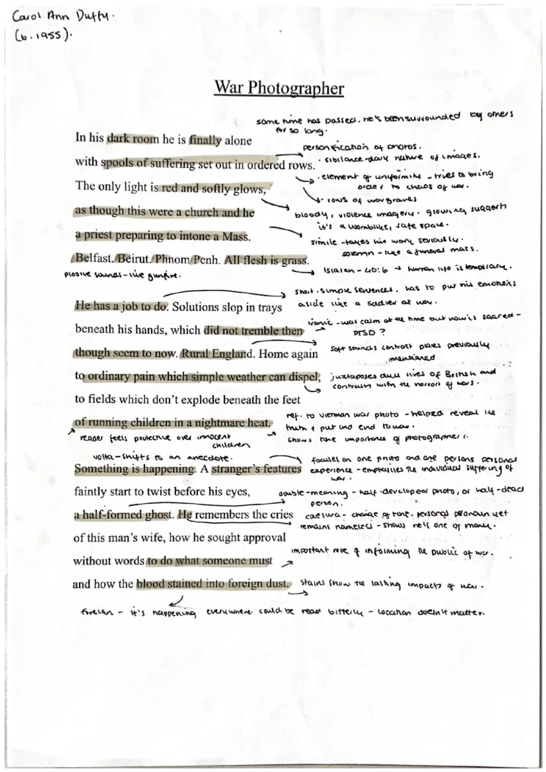 War Photographer Annotations 