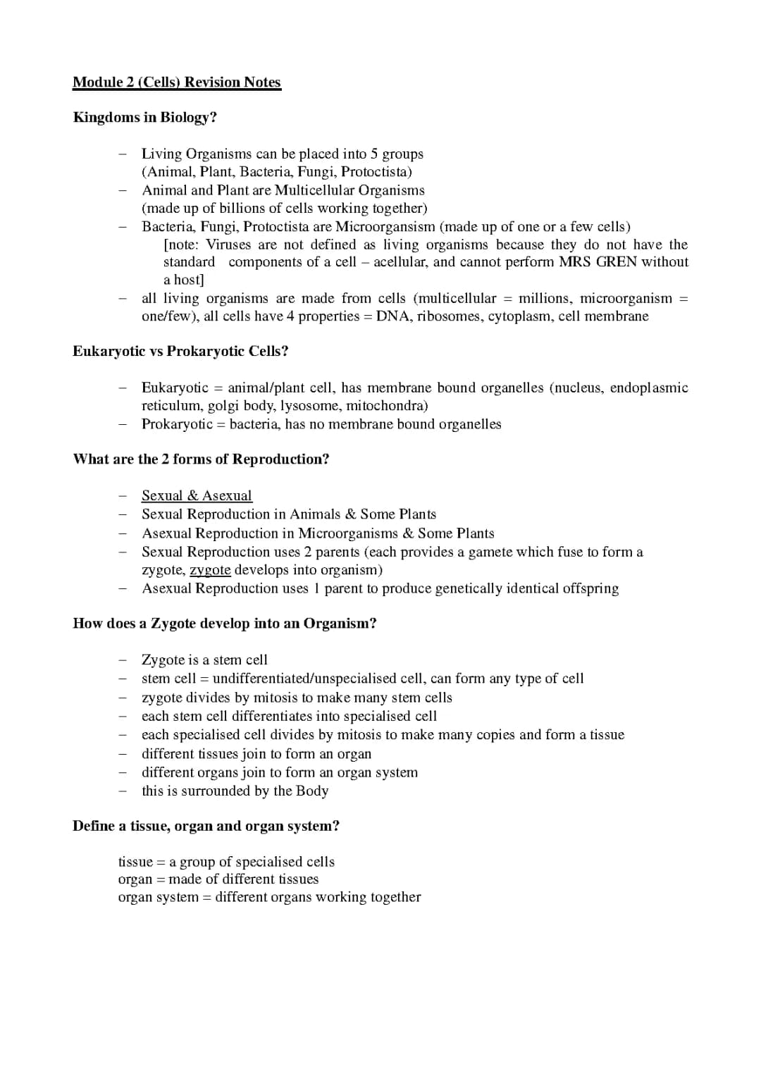 GCSE Cell Biology: Revision Notes, Exam Questions, and Fun Facts on Cells!