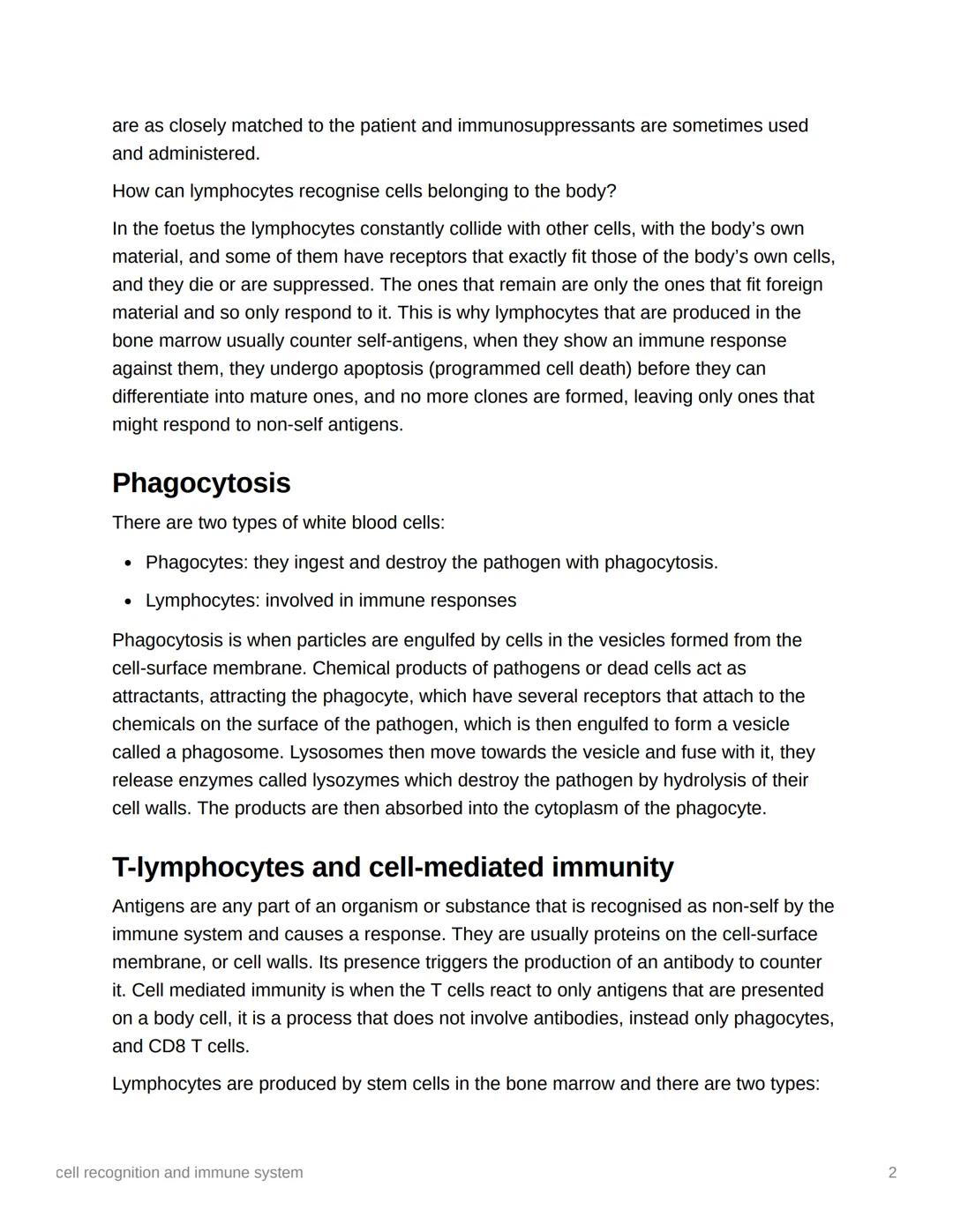 cell recognition and immune
system
Ⓒ Knowledge
→ Year
once
5050
Year 1
Immunity is when the body is prepared for a second encounter with a c