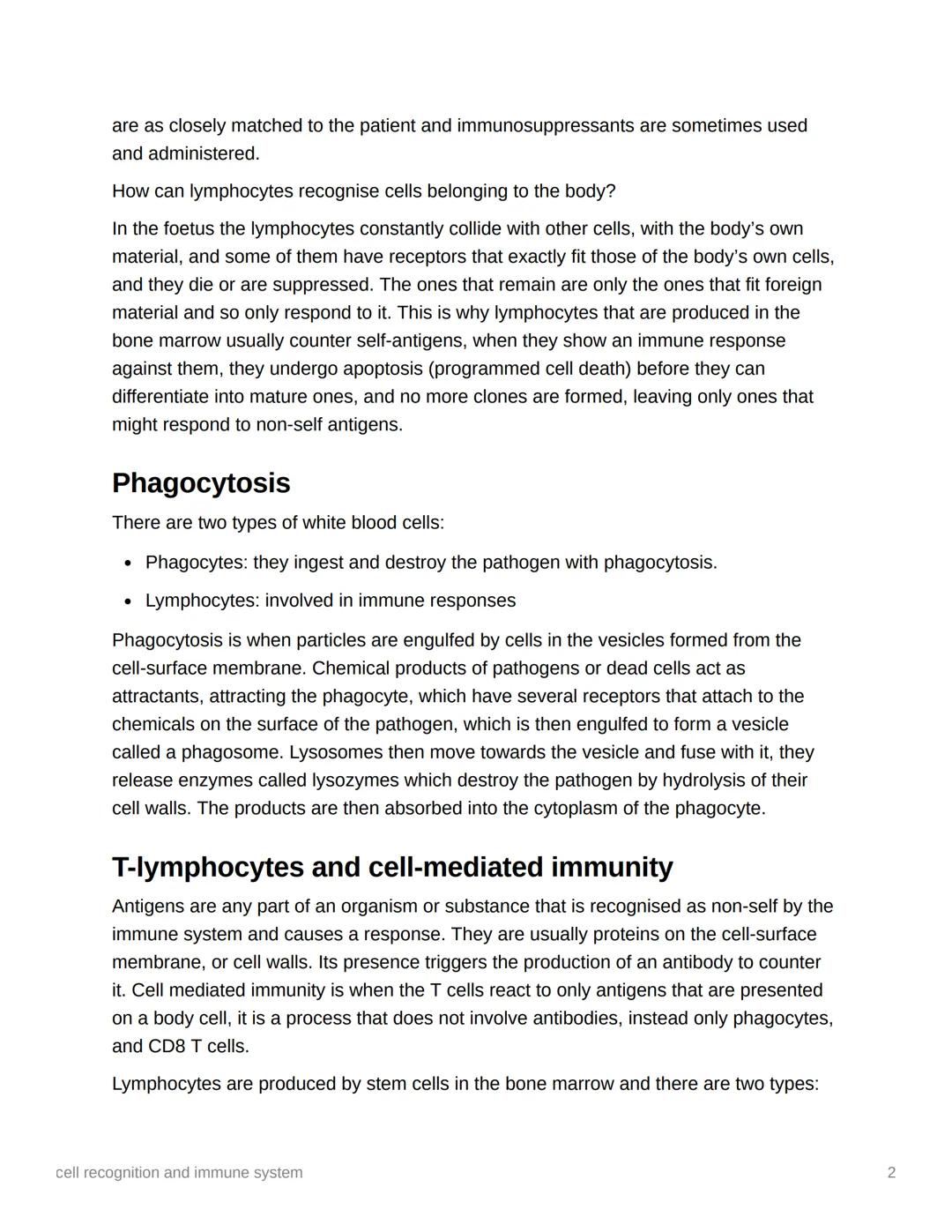 cell recognition and immune
system
Ⓒ Knowledge
→ Year
once
5050
Year 1
Immunity is when the body is prepared for a second encounter with a c