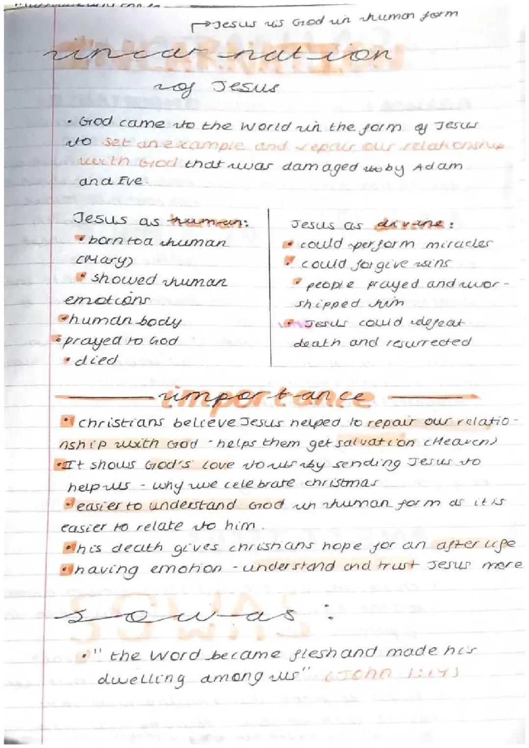 GCSE RE christianity - the incarnation 