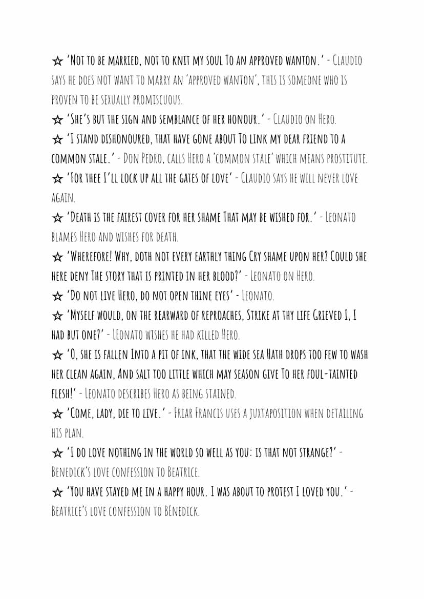 Much
About Ado
Nothing
by William
Shakespeare
KEY QUOTATIONS TO MEMORISE☆
ACT 1. SCENE 1
'THE FIGURE OF A LAMB, THE FEATS OF A LION' - MESSE