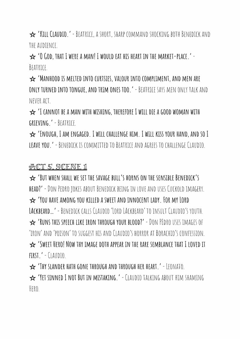 Much
About Ado
Nothing
by William
Shakespeare
KEY QUOTATIONS TO MEMORISE☆
ACT 1. SCENE 1
'THE FIGURE OF A LAMB, THE FEATS OF A LION' - MESSE