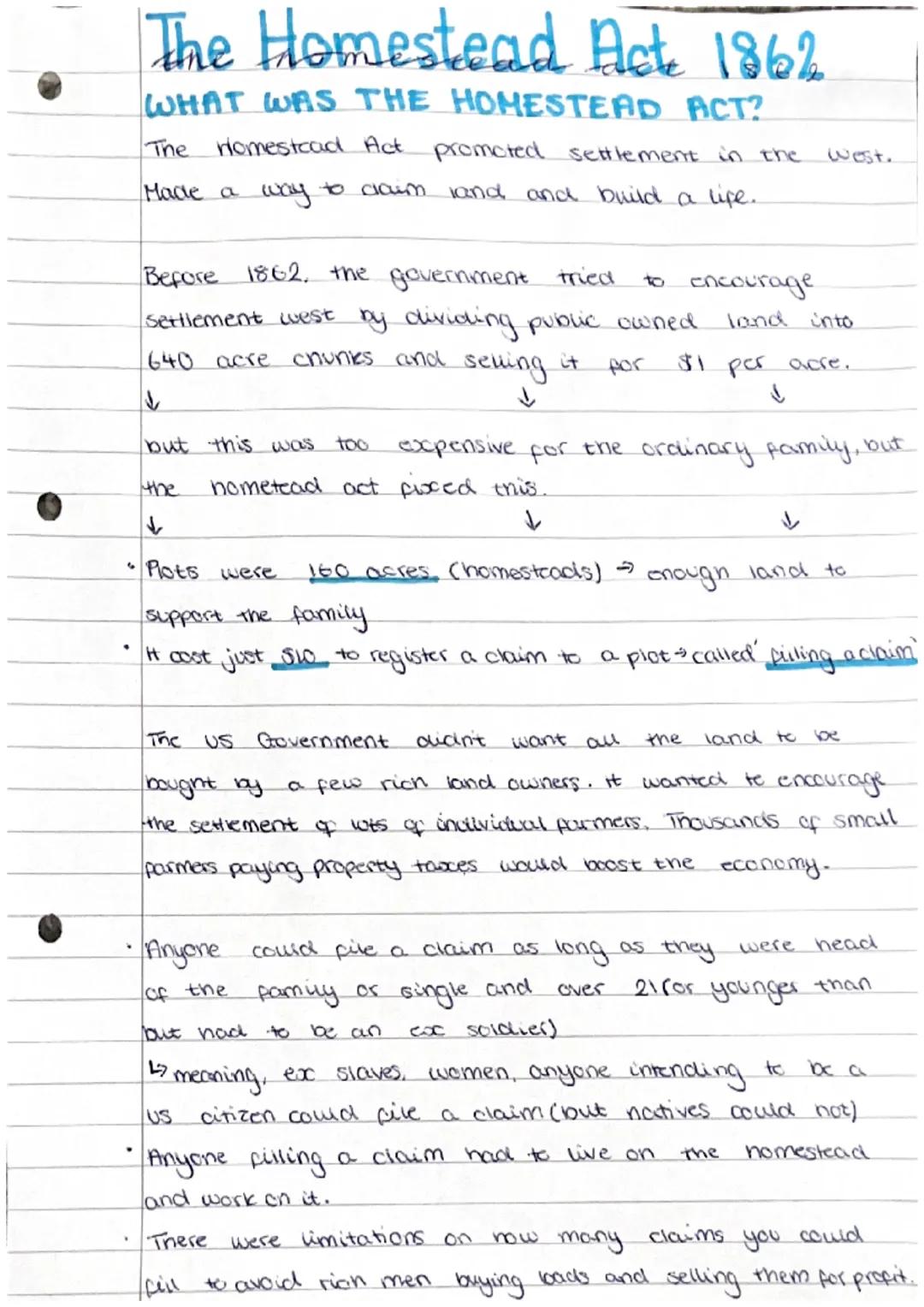 # The Homestead Act 1862

WHAT WAS THE HOMESTEAD ACT?

The Homestead Act promoted settlement in the west.
Made a way to claim land and build