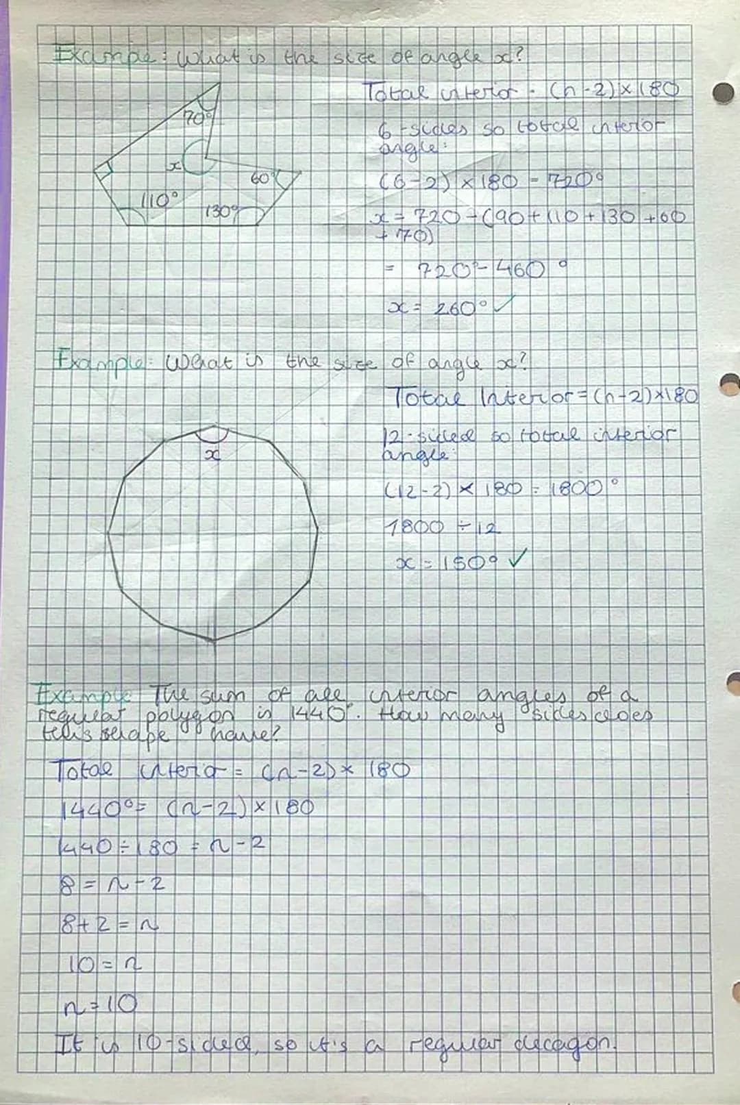 Interior and exterior Angles of a Polygon
~Polygon ~
Polygon comes from Greek.
A polygon more sides.
is a two-dimensional shape with
A pougo