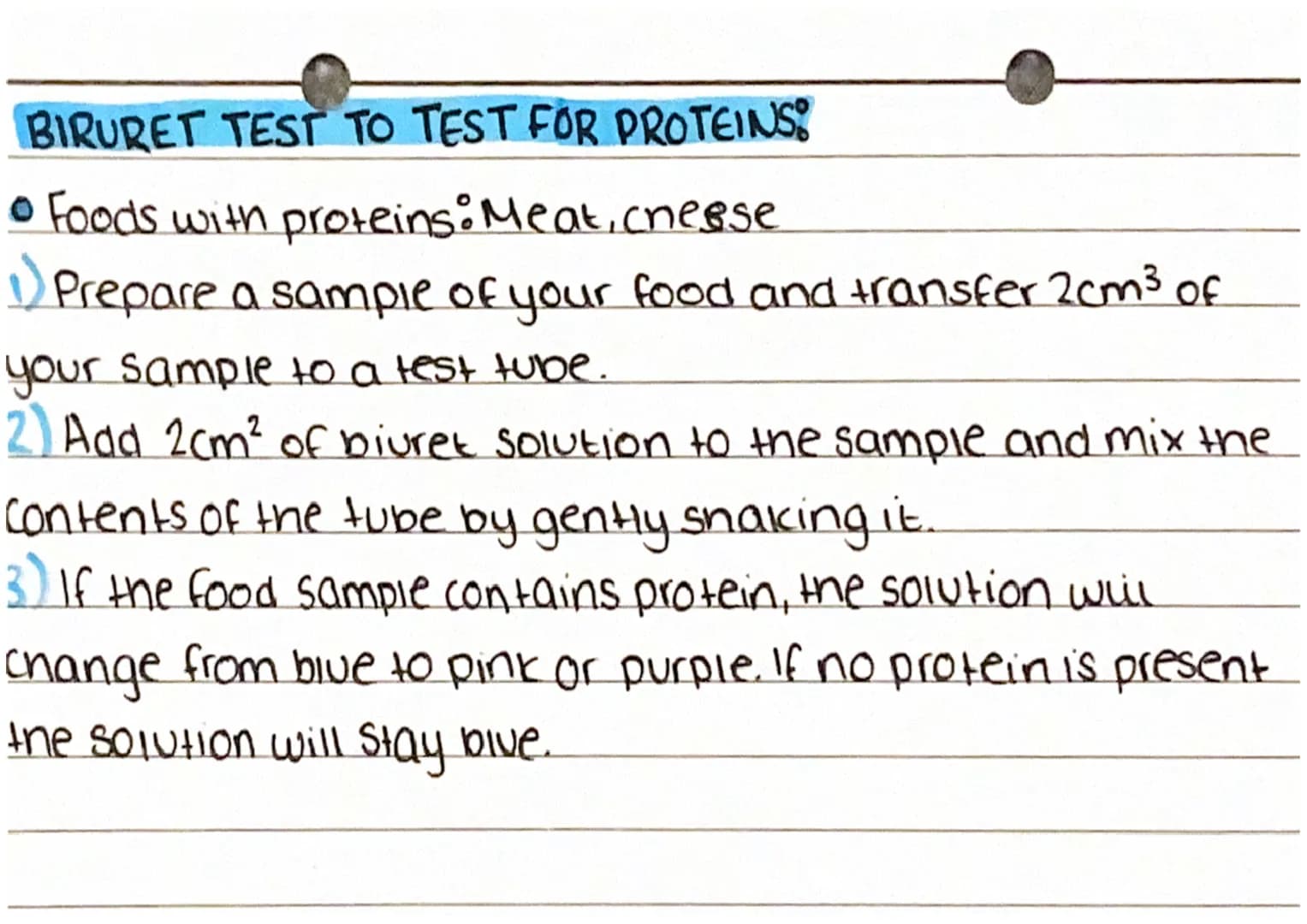 Food tests
BENEDICTS TEST TO TEST GLUCOSE:
• Foods with glucose: biscuits, cereal, bread.
Prepare a food sample and transfer Scm³ into a tes