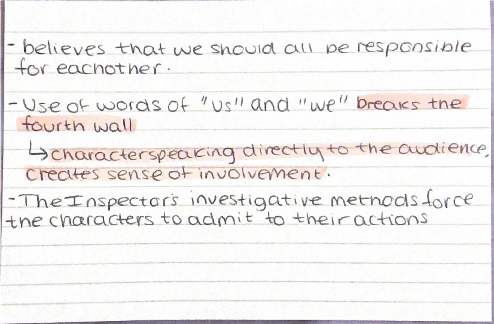 Inspector Goole
-pragmatic
·Pusny
dedicated
senous
-secretive
↳having an unaturally morbid
fascination with death / disaster?
mysterious
int