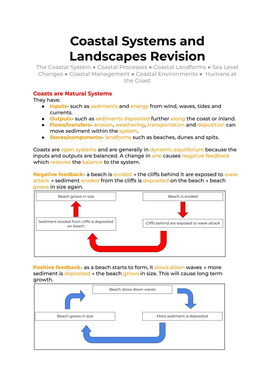 Coastal Systems and
Landscapes Revision
The Coastal System Coastal Processes. Coastal Landforms. Sea Level
Changes Coastal Management Coasta
