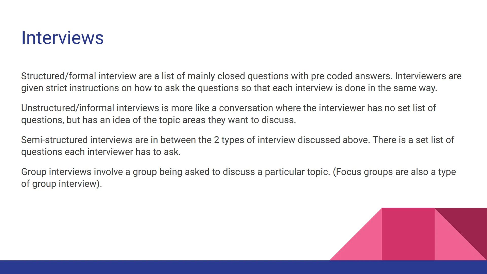 AQA Sociology: Sociological
Research Methods What are they?
There are a wide range of various methods that a sociologist may choose to use
w