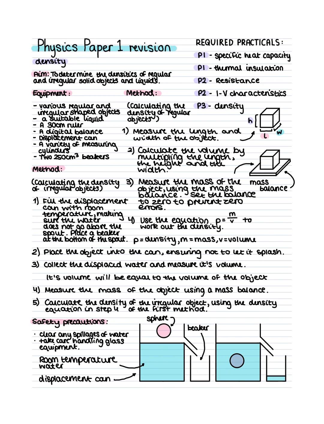 Physics Paper 1 revision
specific heat capacity
Aim of this experiment - to work out the
Specific heat capacity of blocks of different
mater