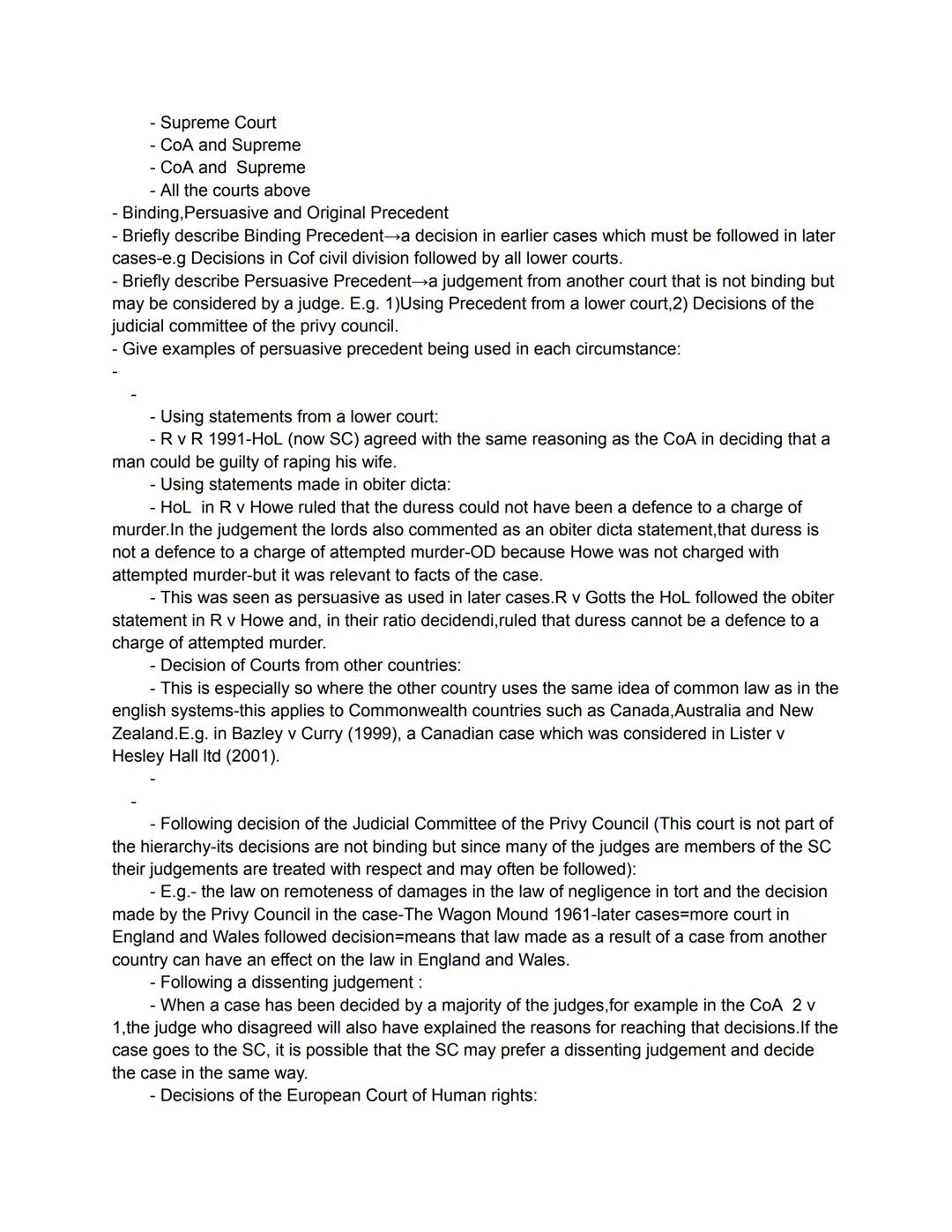 # Judicial Precedent-Revision

- How is the law expressed?→The law is expressed through statutes and common law
- What is Judicial precedent