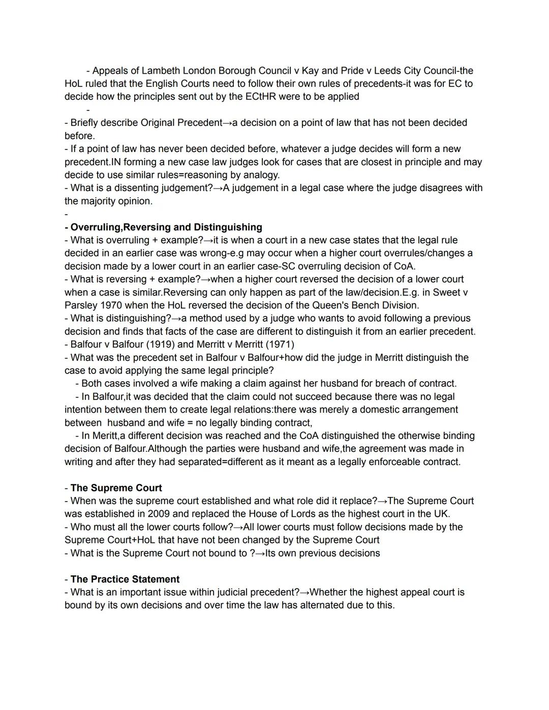 # Judicial Precedent-Revision

- How is the law expressed?→The law is expressed through statutes and common law
- What is Judicial precedent