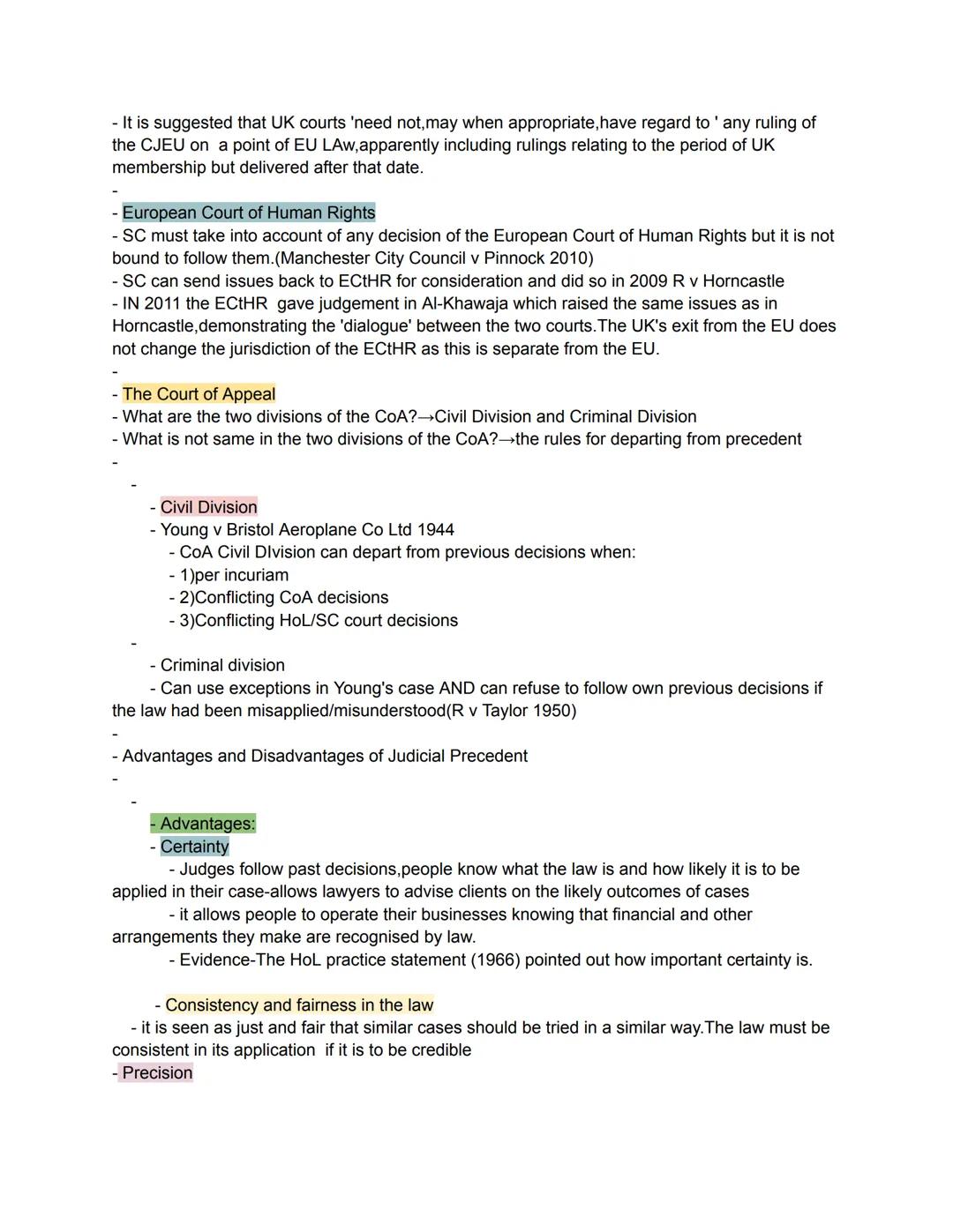 # Judicial Precedent-Revision

- How is the law expressed?→The law is expressed through statutes and common law
- What is Judicial precedent