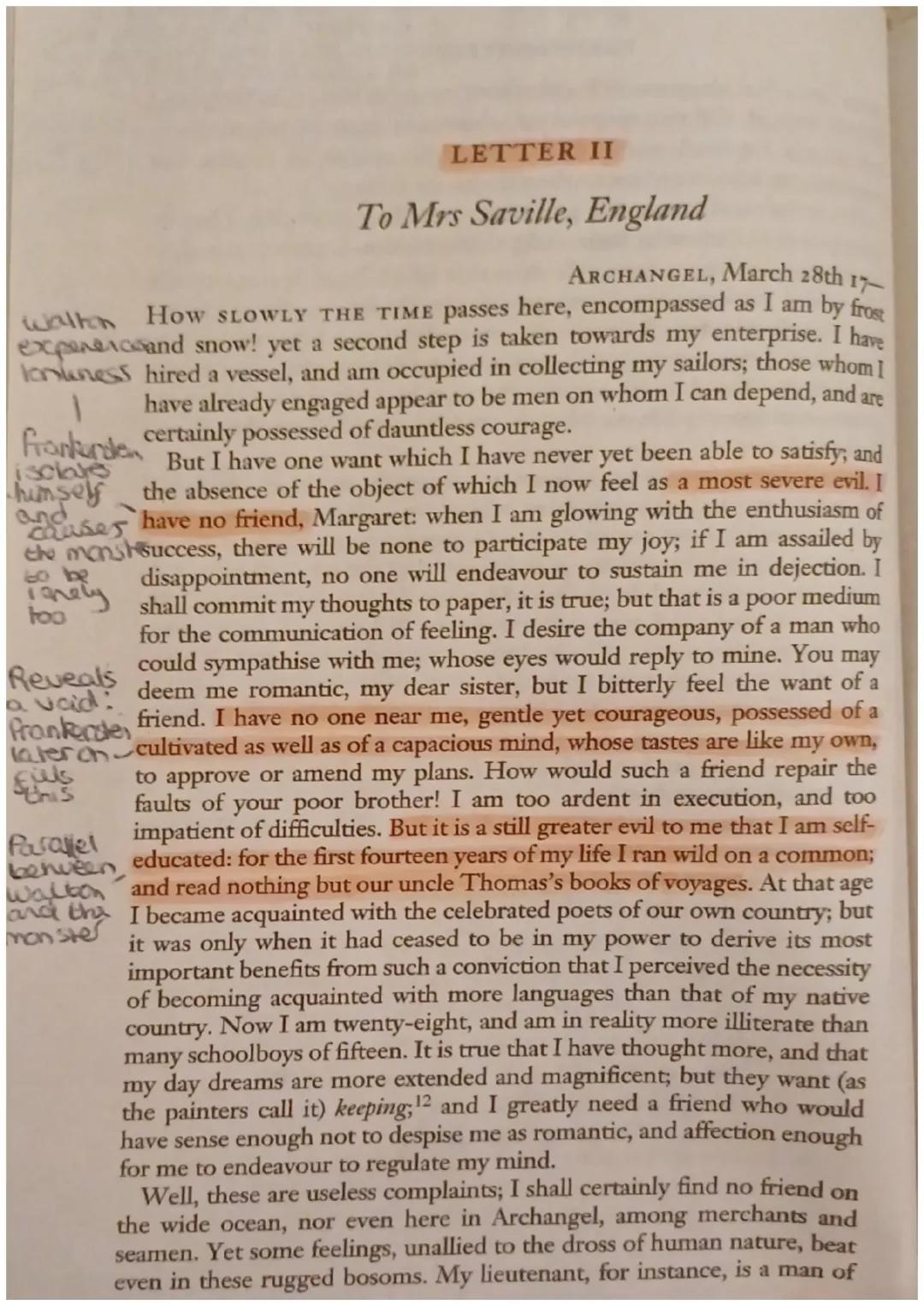 Walton's Letter 2 Annotations: Frankenstein 