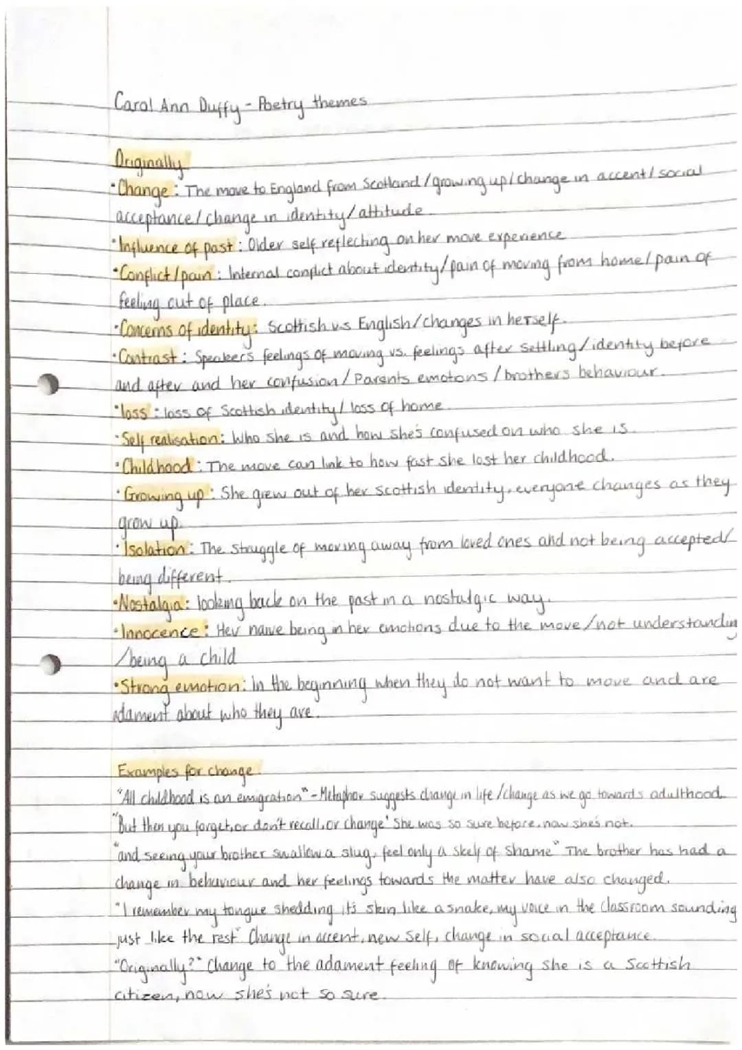 Higher English Poetry Themes: Carol Ann Duffy's 'Originally', 'Valentine', 'Mrs Midas'