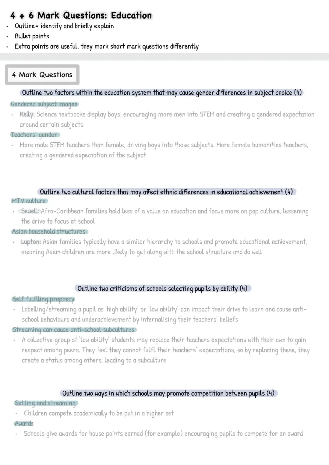A-Level Sociology: Gender & Ethnic Differences in Education (AQA)