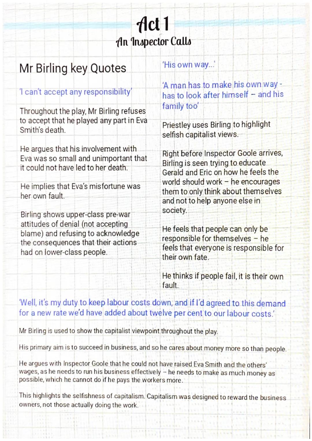 An Inspector Calls: Mr Birling Act 1