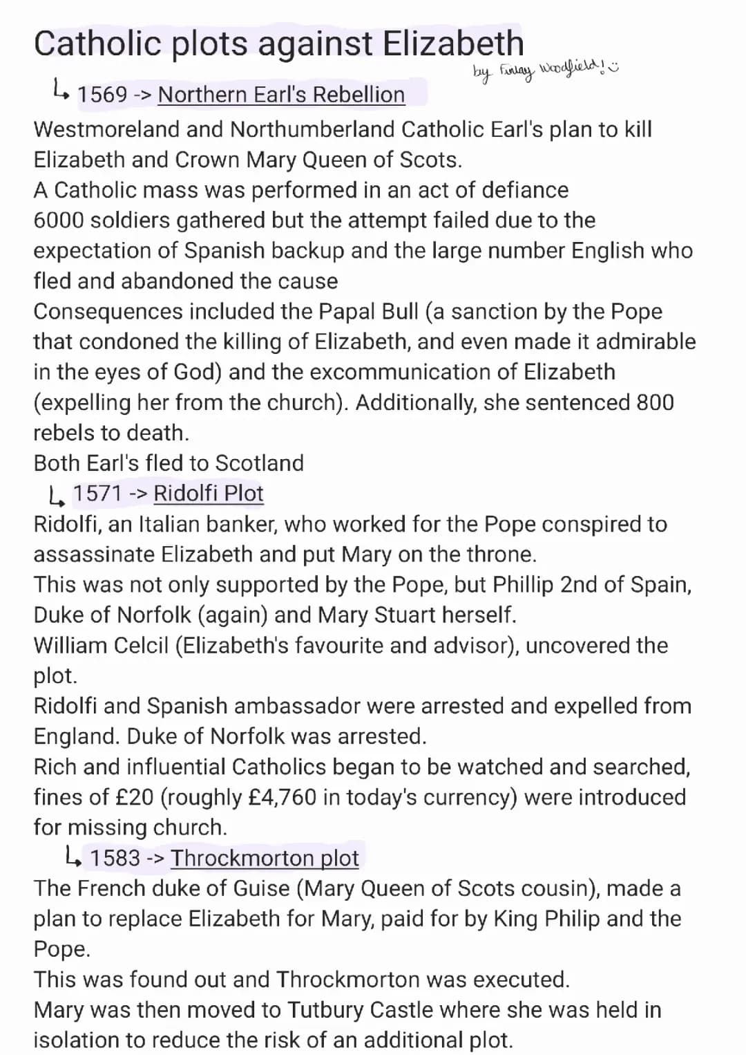 GCSE History: Early Elizabethan England - Catholic Plots Questions & Summary