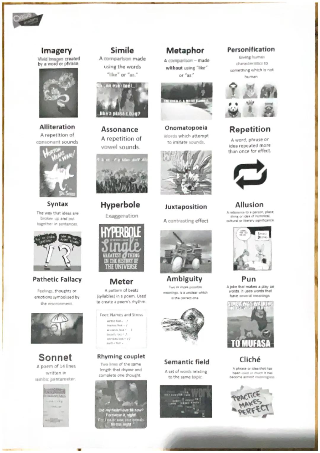 # Oasis

Imagery
Vivid images created
by a word or phrase

Simile
A comparison made
using the words
"like" or "as."

On gon ever leel

Metap