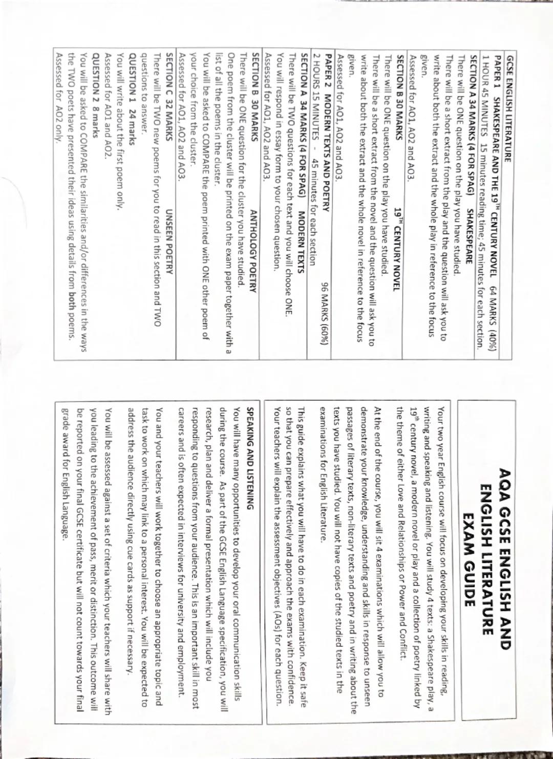 GCSE ENGLISH LITERATURE
PAPER 1 SHAKESPEARE AND THE 19TH CENTURY NOVEL 64 MARKS (40%)
1 HOUR 45 MINUTES 15 minutes reading time; 45 minutes 