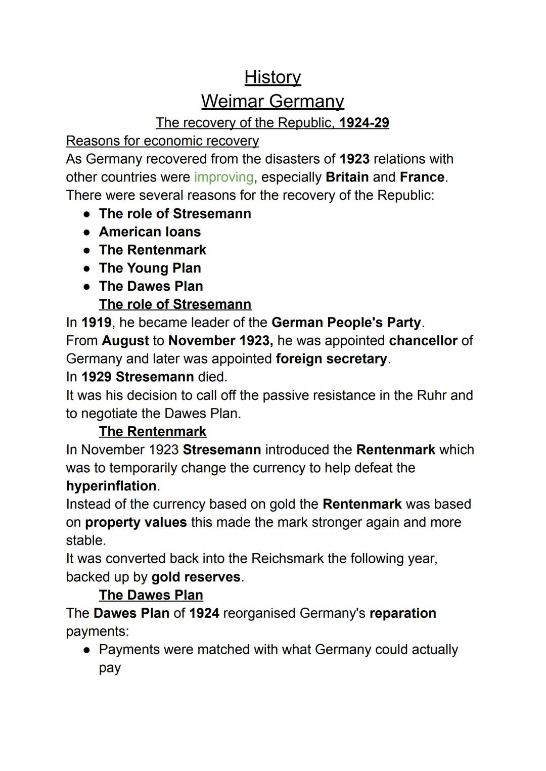 weimar germany the recovery of the repubilc